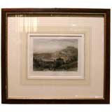 Antique Framed Print of the French City of Lyon