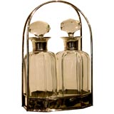 Vintage Edwardian Silverplated Tantalus with Pair of Decanters
