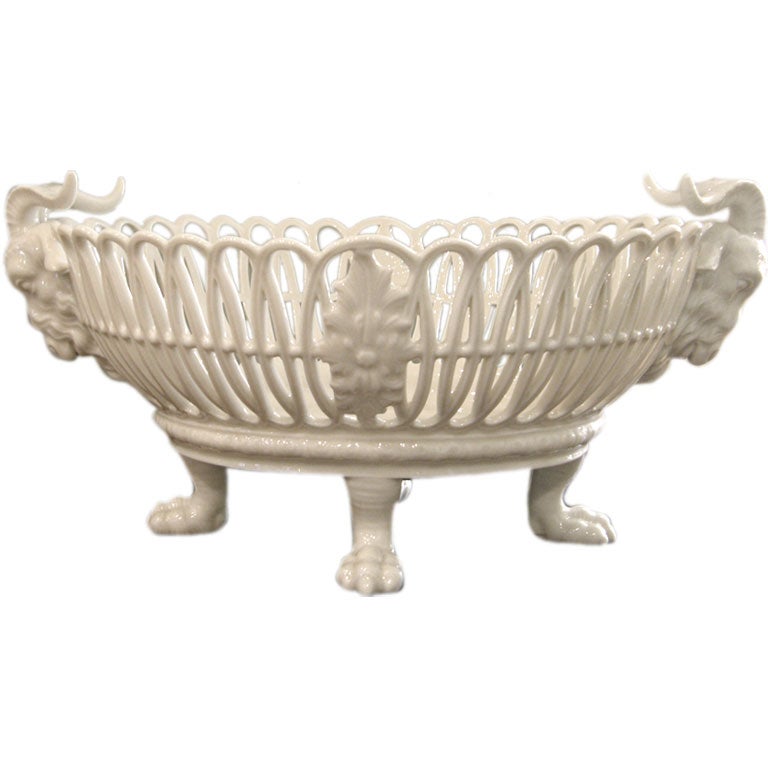 Nymphenburg  porcelain basket with rams' head