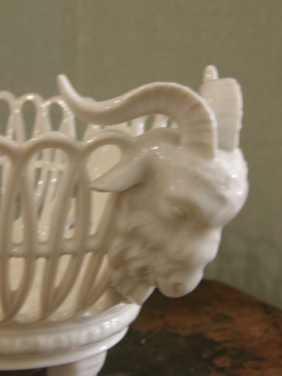 German Nymphenburg  porcelain basket with rams' head