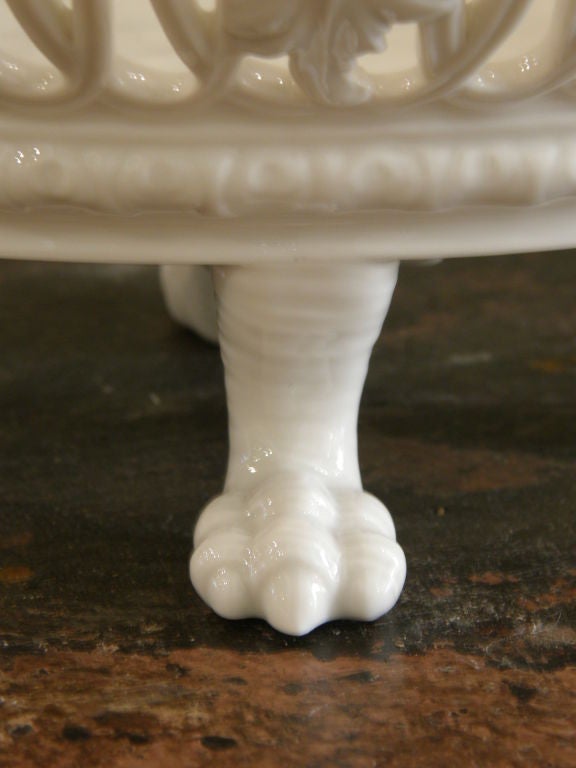 Contemporary Nymphenburg  porcelain basket with rams' head