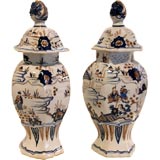 Vintage A Pair of Delft Vases