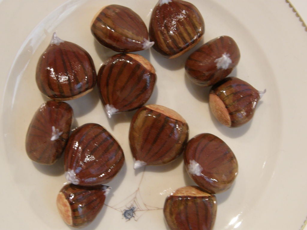 Trompe L'oeil Porcelain Plate with Chestnuts
