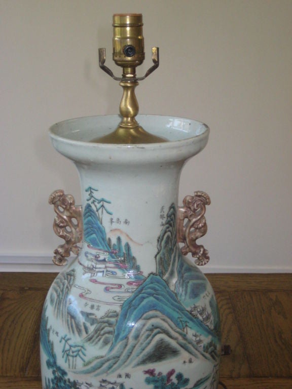 Antique Oriental Porcelain Vase Lamp