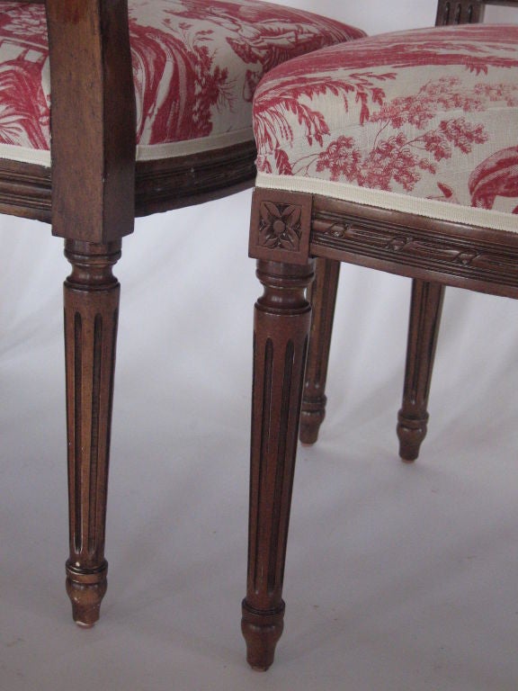 A Pair of New Chairs with Antique Toile Fabric