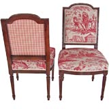 A Pair of New Chairs with Antique Toile Fabric