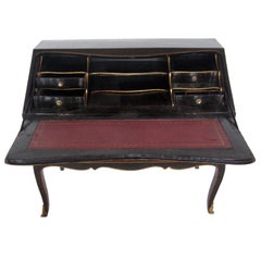A Louis XV Black Lacquered Chinoiserie Secretaire