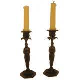 Pair of Cast Bronze Candle Sticks