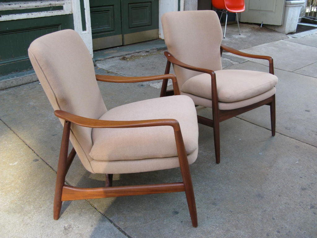 Danish Walnut Pair of arm chairs