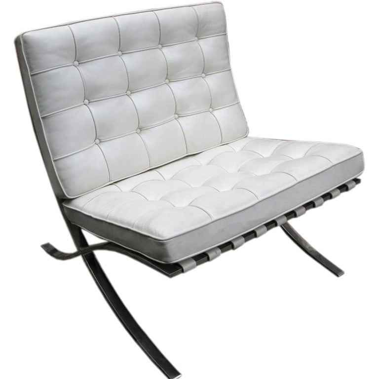 Barcelona Chair by KNOLL White Leather at 1stdibs