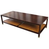 Walnut and cane coffee table by Harvey Probber