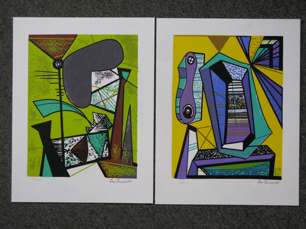 Mid-Century Modern Portfolio of Leo Russell Abstractions, 1970s For Sale