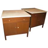 Vintage Paul McCobb for Calvin Pair of Nightstands with marble tops