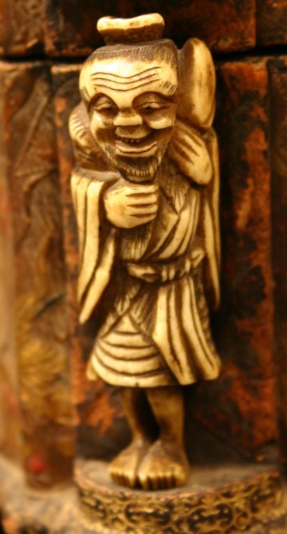 19th Century An Enchanting French Leather Box in the Japanese Style
