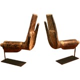 A Benevolent Pair of Burmese Carved Teak Wood Buddha Hands