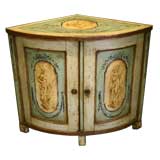 Antique A Fanciful Directoire Polychrome Corner Cabinet