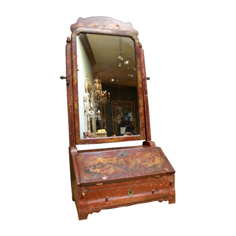 A Late Georgian Japanned Dressing Mirror For Sale