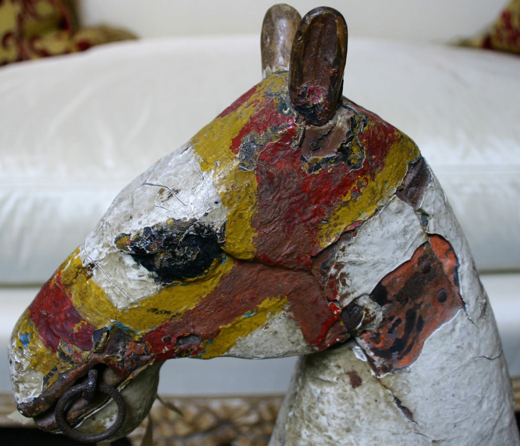 An Amusing Carved Wood Louis XV Parisian Carousel Horse