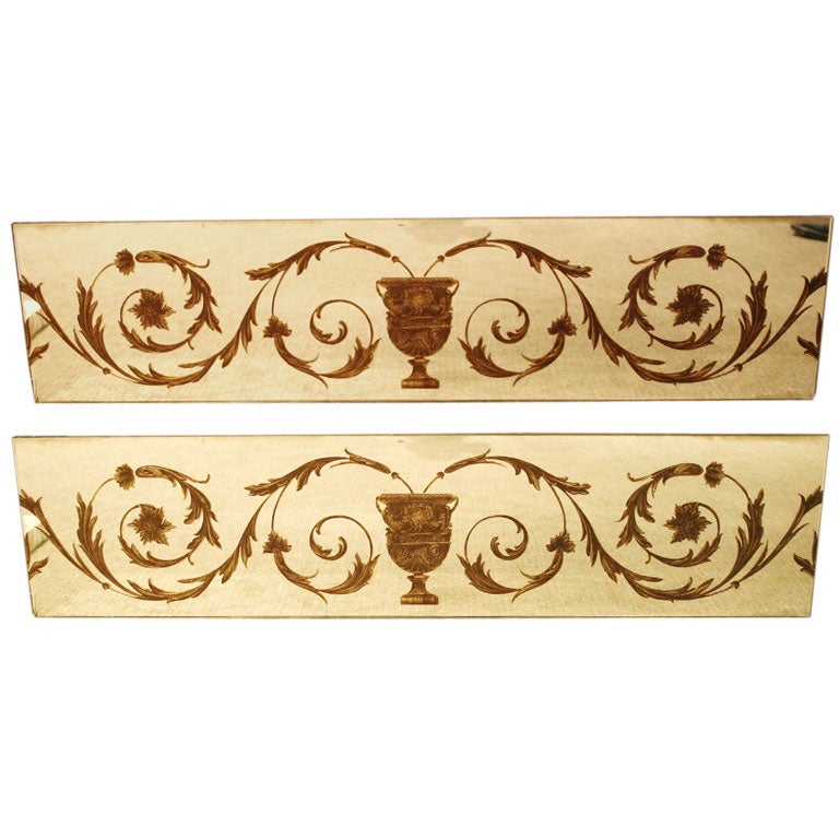 A Delicate Pair of Verre Églomisé Panels