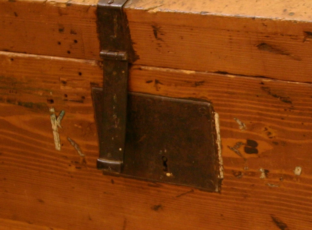 A Rustic Danish Round Top Travel Trunk