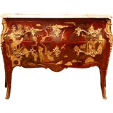 A Luxurious Louis XV Style Claret Lacquer Chinoiserie Commode