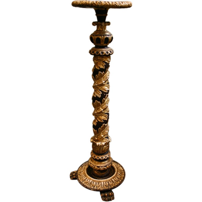 A Detailed Rococo Style Venetian Sculpted Column Pedestal For Sale