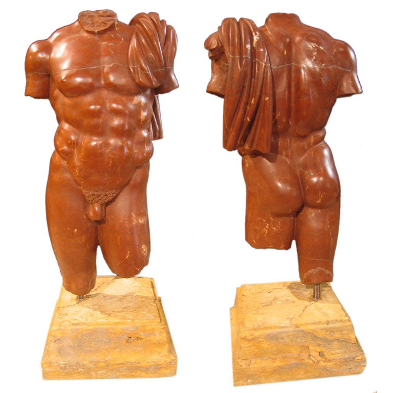 A Vigorous Napoleon III Marble Sculpture of a Nude Male Torso For Sale