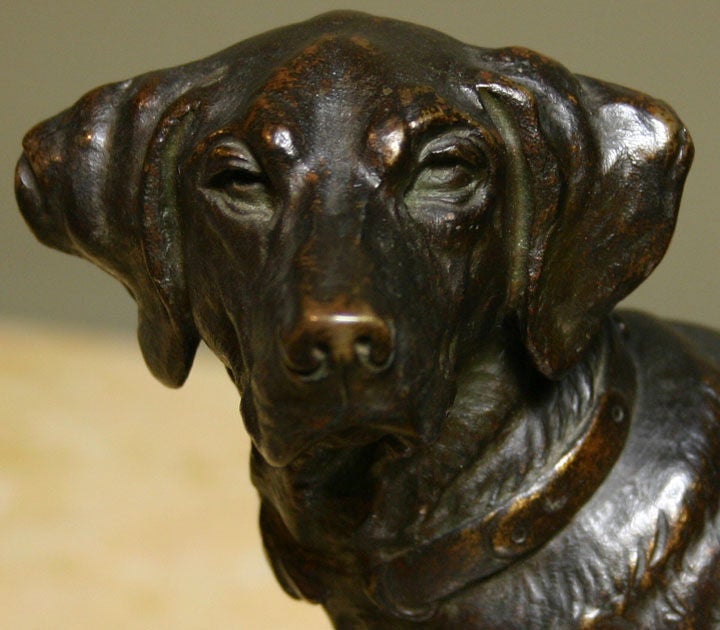 A Handsome Bronze Figure of a Pointer by Alfred Dubucand