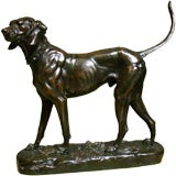 A Superb Patinated Bronze Figure of a Dog by Alfred Barye