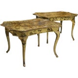 Antique A Companion Pair of Venetian Lacca Povera Center Tables
