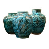 A Vibrant Set of Three 18th Century Persian Vases