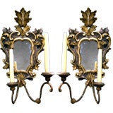 A Spirited Pair of Rococo Style Bois Doré Appliques