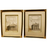 A Flemish Pair of 18th Century Architectural Engravings by Nicol