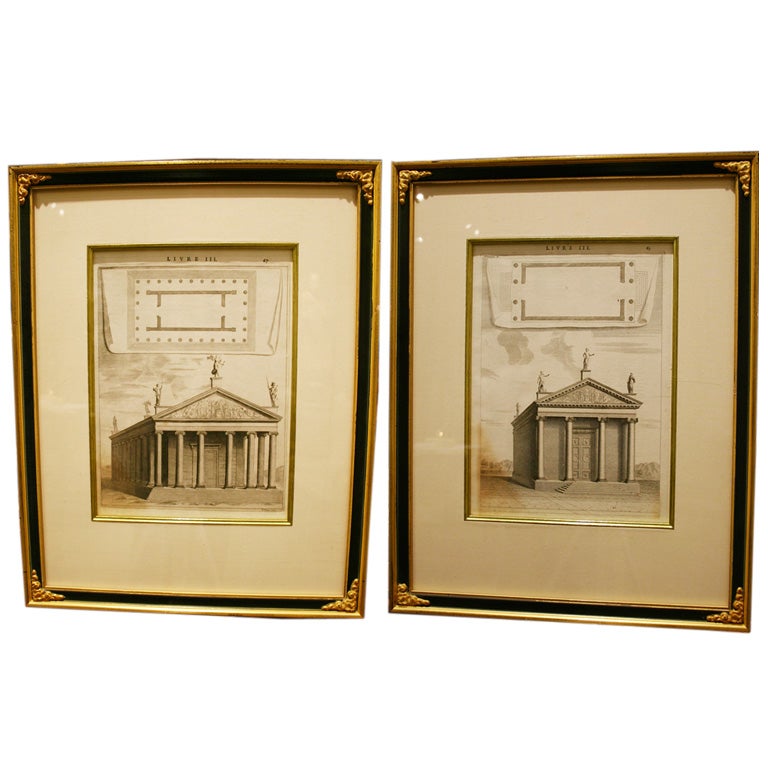A Flemish Pair of 18th Century Architectural Engravings by Nicol For Sale