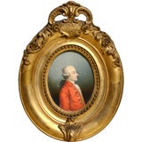 Vintage A Noble Oval Watercolor Portrait of the Count de Ruille