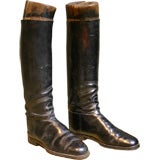 Antique A French Pair of Black Leather Equestrian Boots