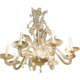 A Dazzling Murano Hand Blown Clear Glass Eight Arm Chandelier