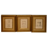 A Stately Set of Three Prints featuring detailed line drawings Antique A Stately Set of Three Prints featuring detailed line drawings