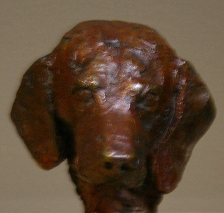 French A Signed Bronze Statue of a Beagle Head by Richard Fath
