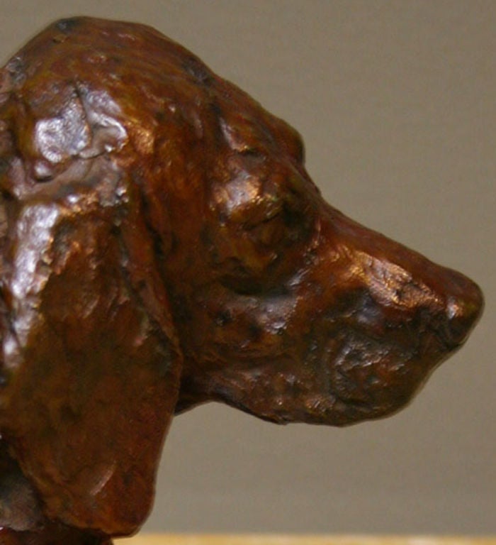 A Signed Bronze Statue of a Beagle Head by Richard Fath 1