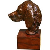 Vintage A Signed Bronze Statue of a Beagle Head by Richard Fath