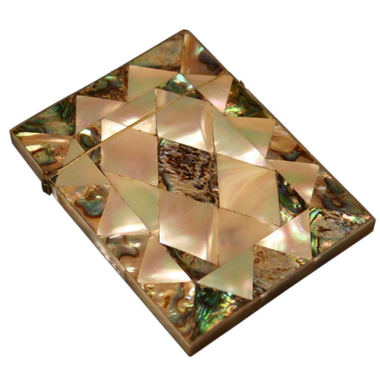 A Stylish Mother of Pearl and Abalone Calling Card Case For Sale