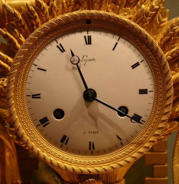 French An Exquisite Empire Gilt Bronze Mantle Clock by Lepaute For Sale