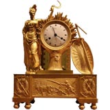 An Exquisite Empire Gilt Bronze Mantle Clock by Lepaute