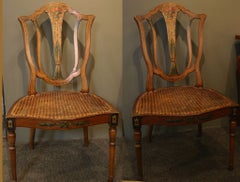 A Pair of English Hepplewhite Style Hand Painted Side Chairs