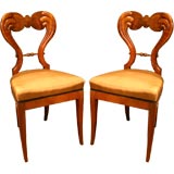 A Curvaceous Pair of Austrian Biedermeier Side Chairs