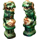 A Unique Pair of 19th Century Ceramic Foo Dogs