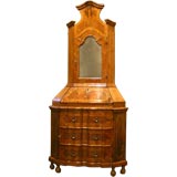 An Elegant Venetian Burled Walnut Corner Secretaire