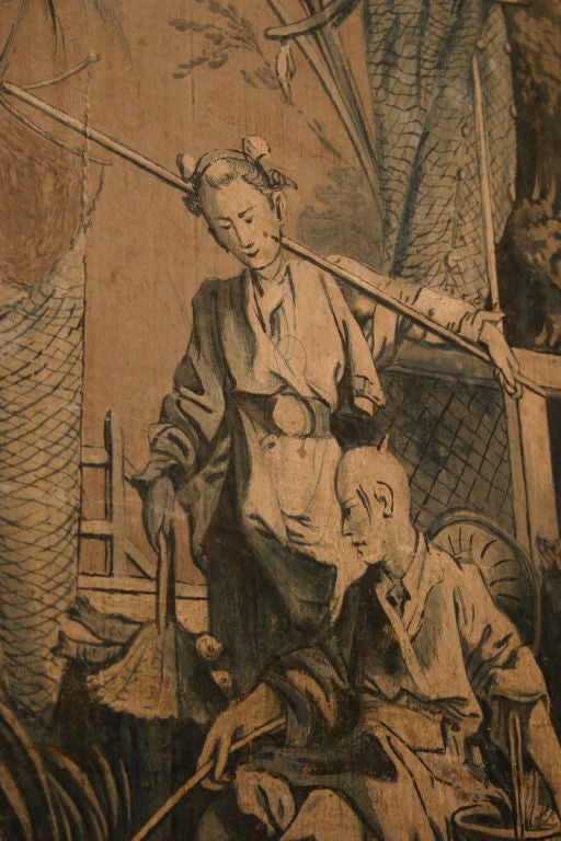 An Enchanting Louis XVI Chinoiserie Decorated Six Panel Screen