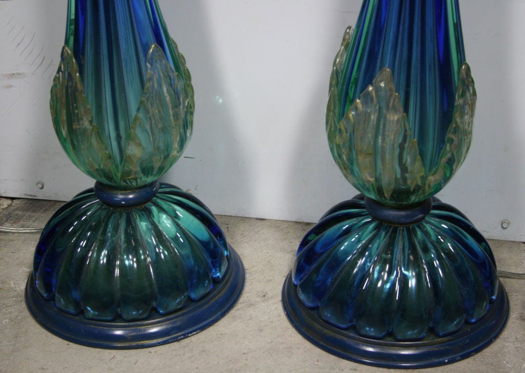 Italian Pair of Murano glass Lamps For Sale